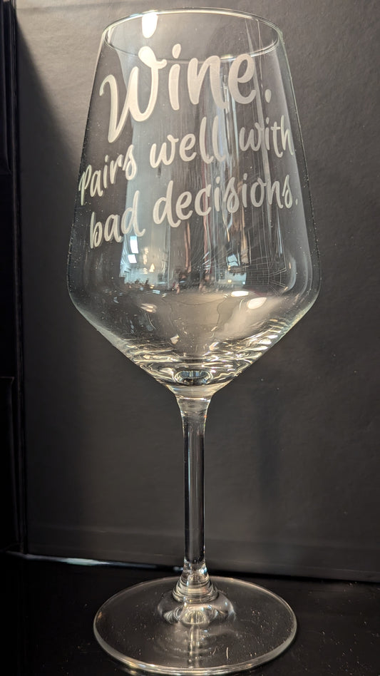 Etched Wine Glass